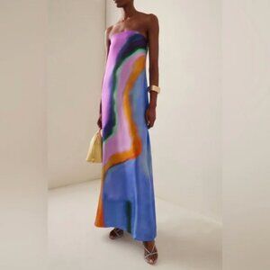 NWT Christopher Esber Aura Strapless Silk Maxi Dress